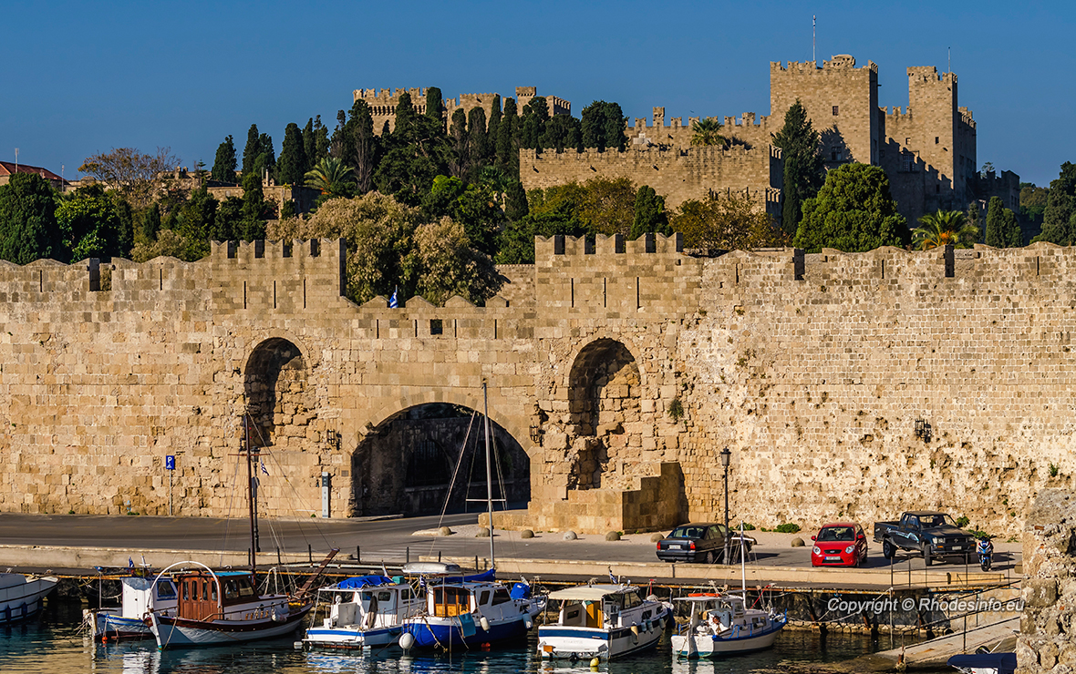 View of the old town of Rhodes Greece.