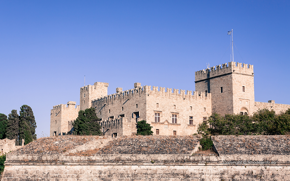 Rhodes Island, Greece, a symbol of Rhodes, the main entrance of the famous Knights Grand Master Palace (also known as Castello) in the Medieval town of rhodes, a must-visit museum of Rhodes. 