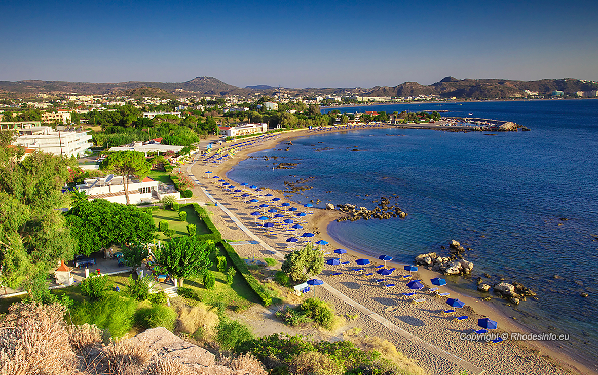 View of Faliraki bay and its excellent beach, Rhodes island