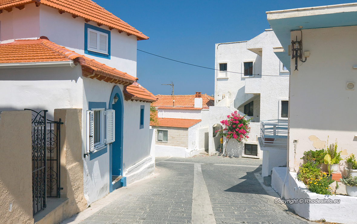 Color greek street, Rhodes, Greece